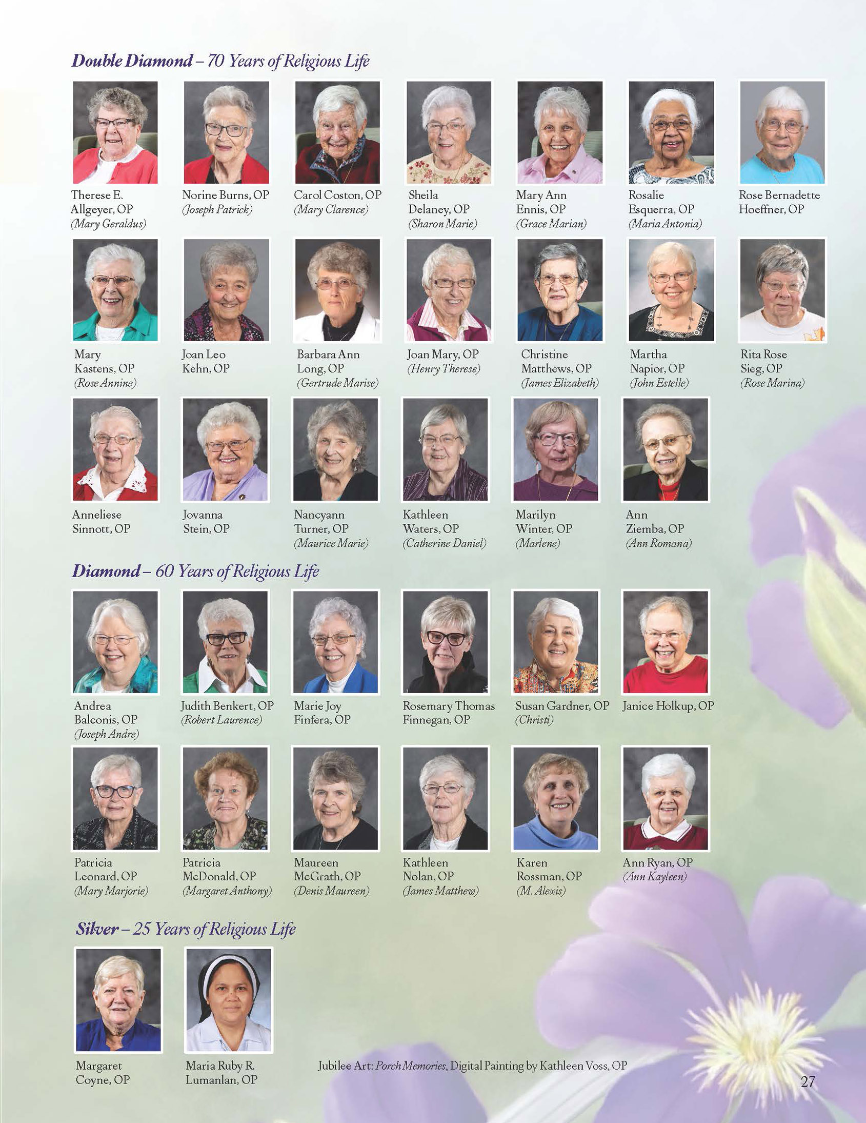 2025 Jubilarian spread from Voices magazine, page 2 2025 Jubilarian spread from Voices magazine, page 2