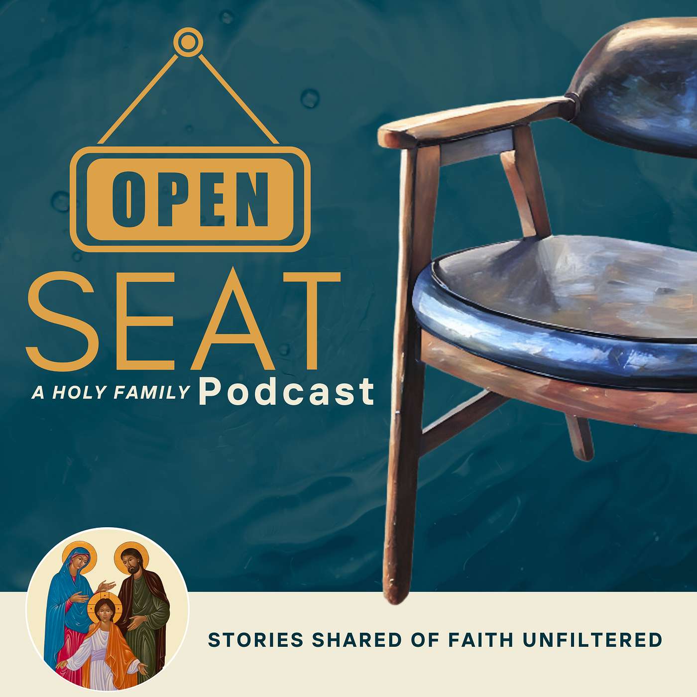 Podcast logo with empty chair