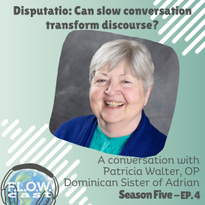FLOWcast logo with image of woman with short gray hair wearing blue shirt